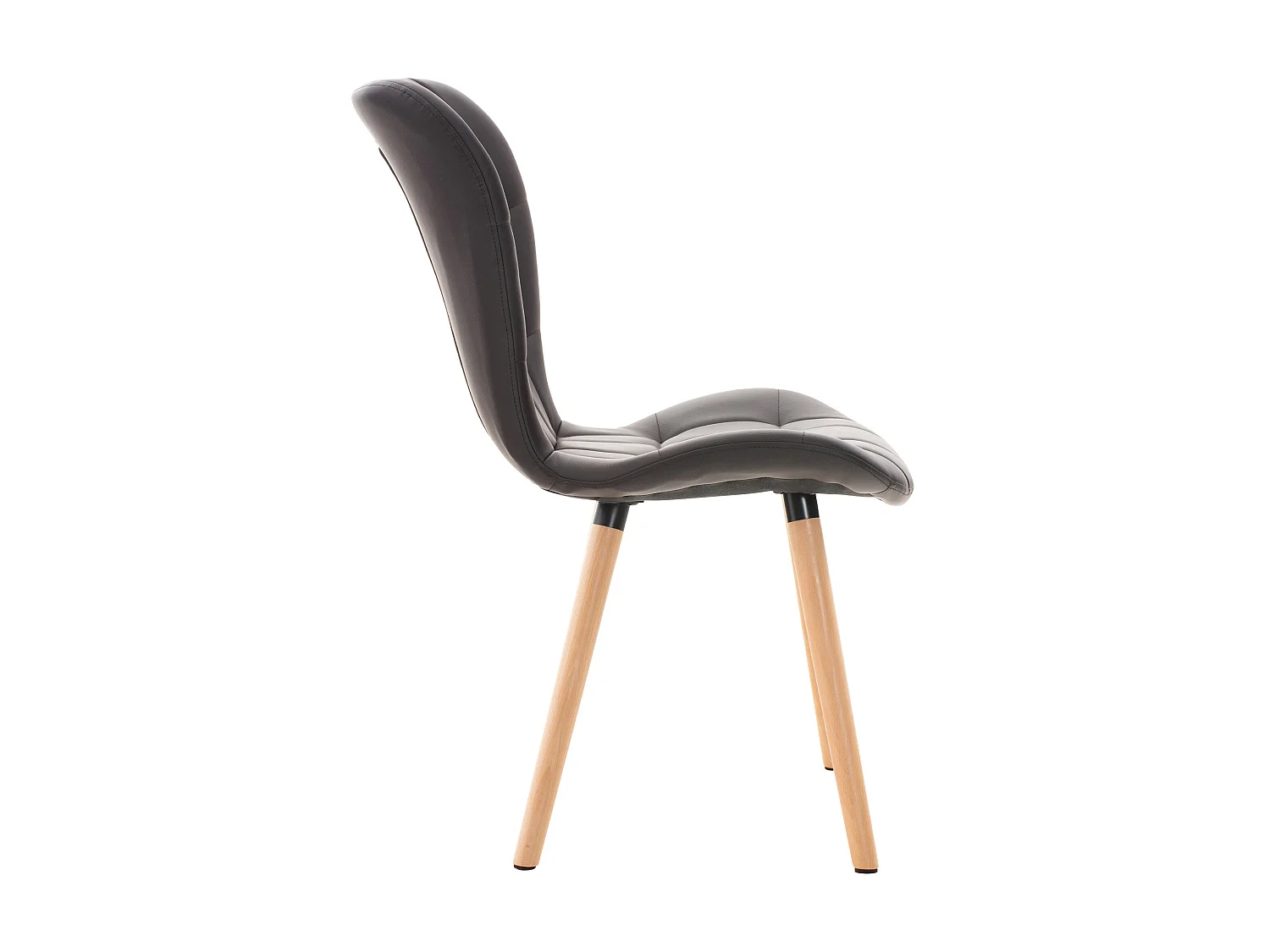 chaise salle à manger - Similicuir & Noyer - Marron - Elda