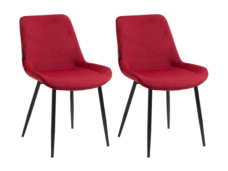 Lot de 2  chaise salle à manger - Velours - Rouge - Victoria