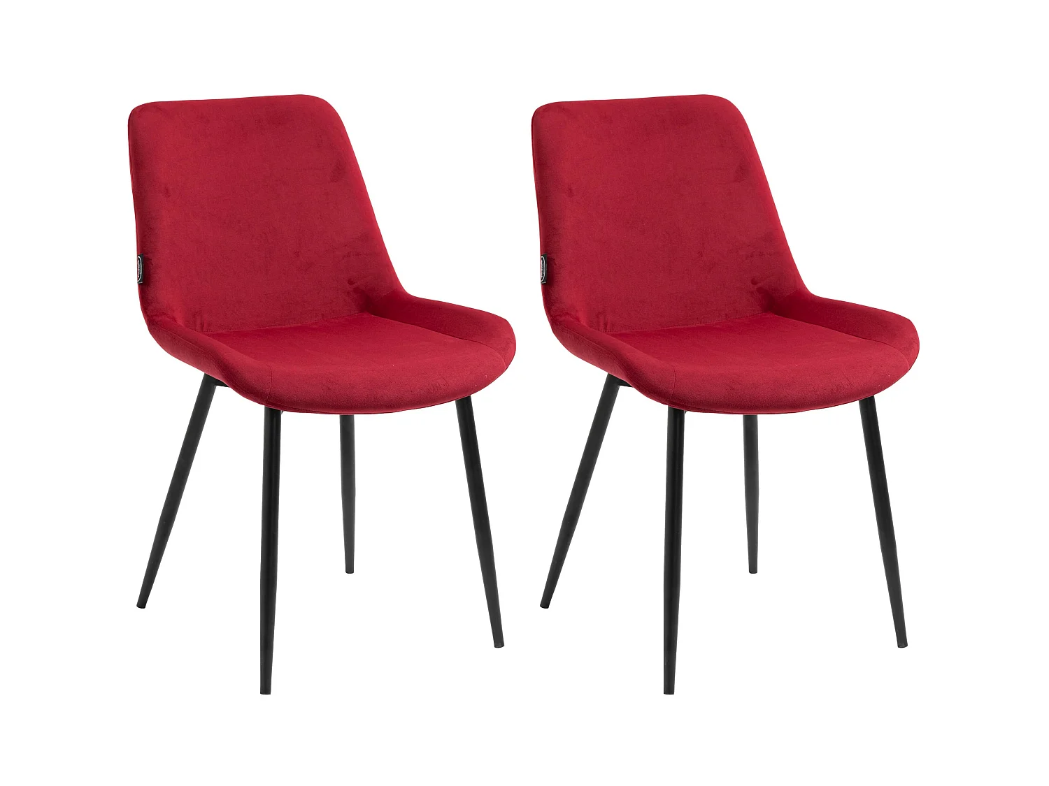 Lot de 2  chaise salle à manger - Velours - Rouge - Victoria