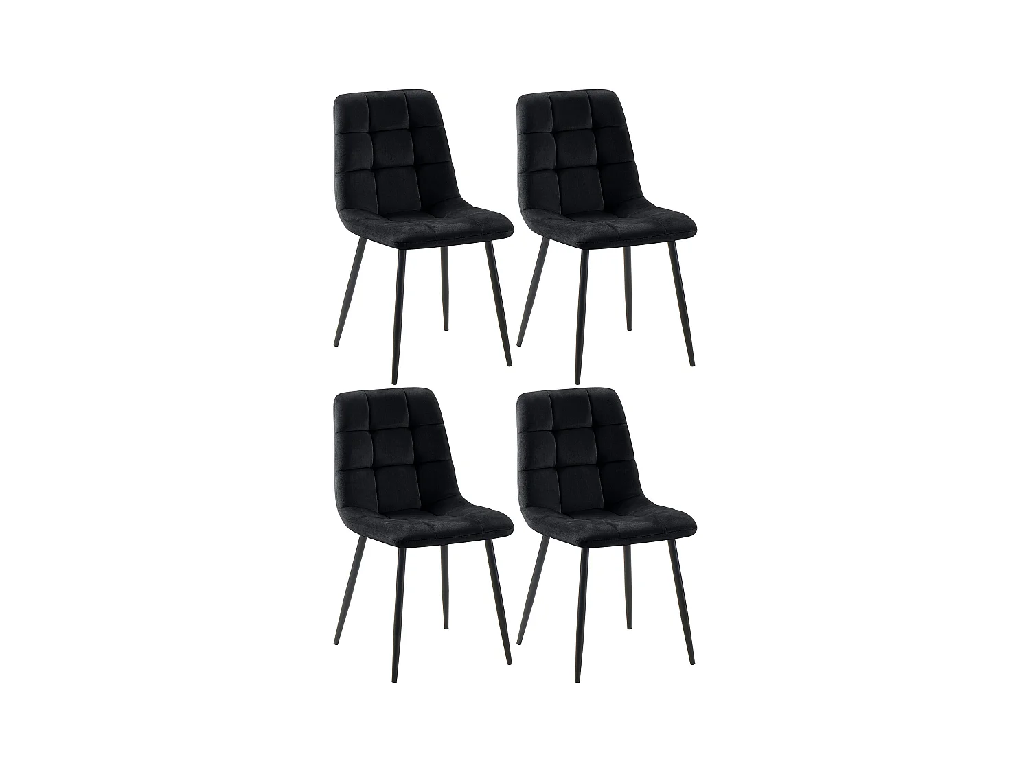 Lot de 4  chaise salle à manger - Velours - Noir - Tilde
