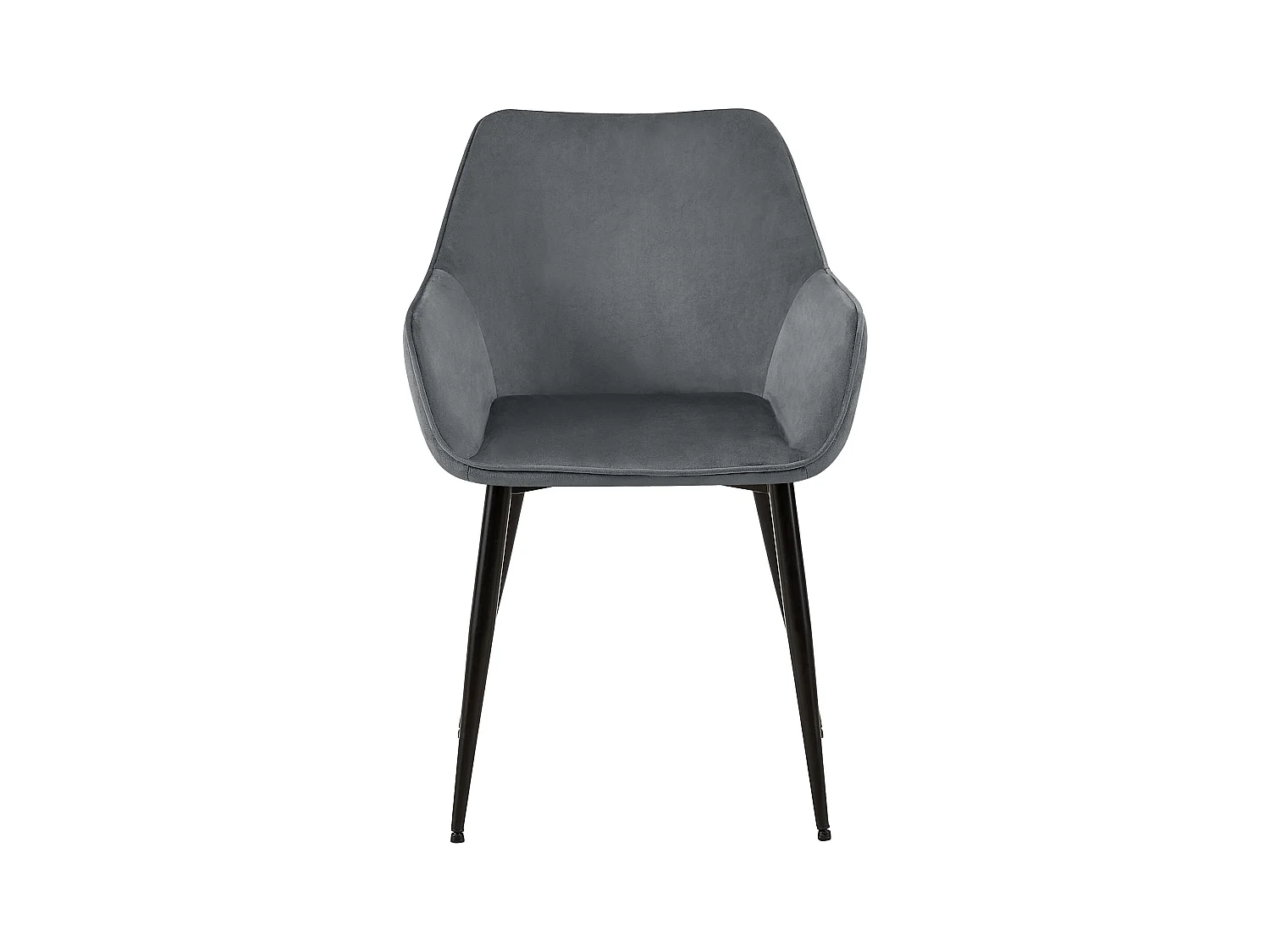 Lot de 2  chaises avec accoudoirs - Velours - Gris foncé - Vessa