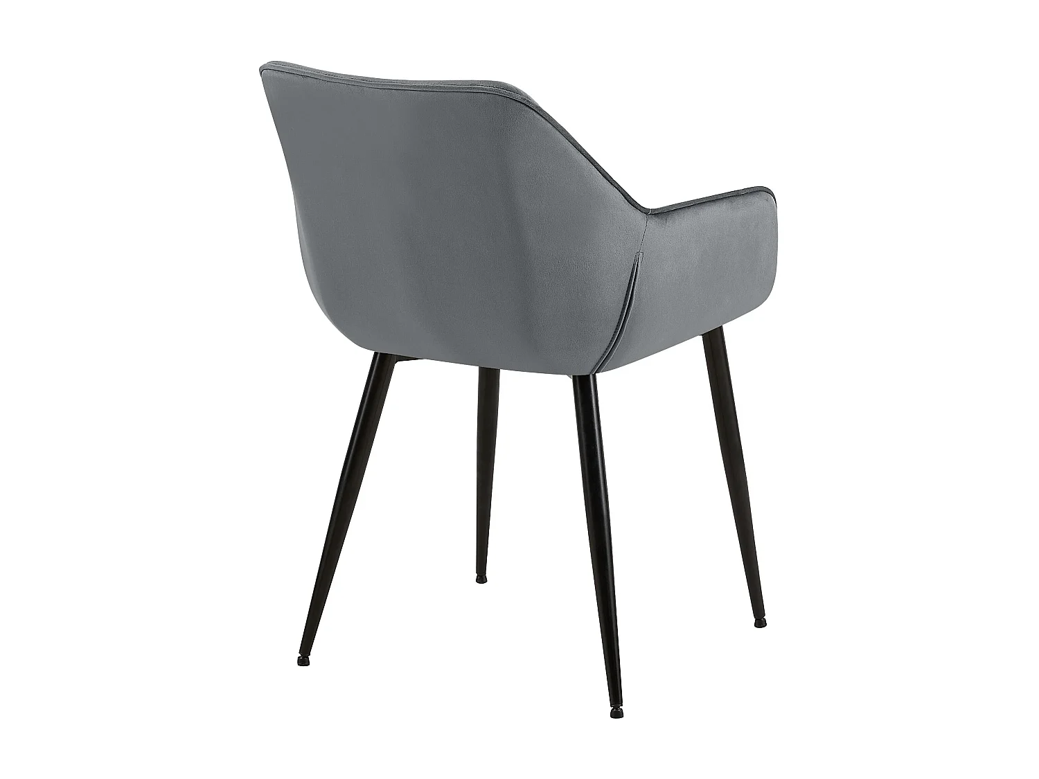 Lot de 2  chaises avec accoudoirs - Velours - Gris foncé - Vessa