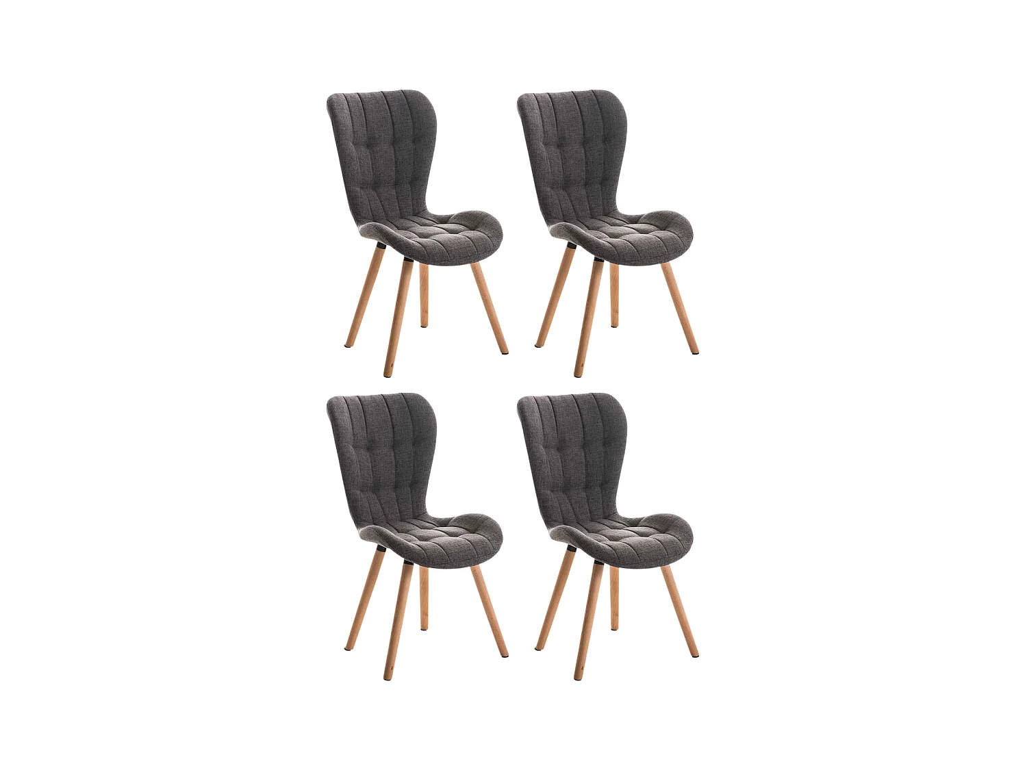 Lot de 4  chaise salle à manger - Tissu - Gris clair - Elda