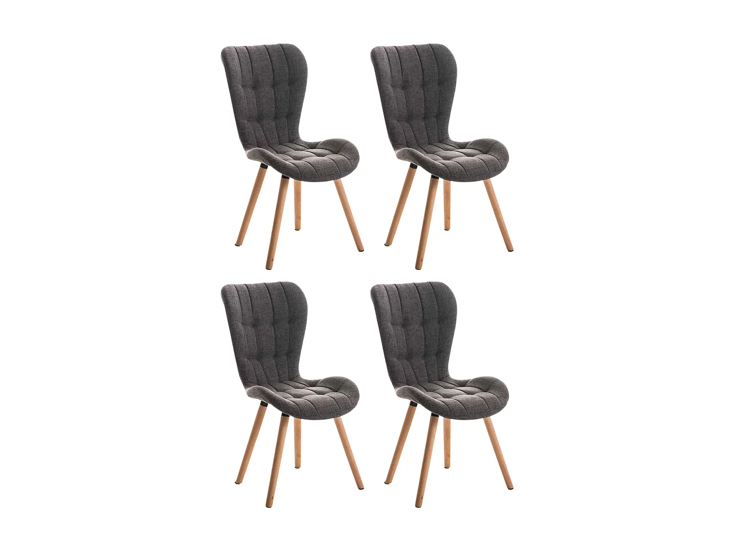 Lot de 4  chaise salle à manger - Tissu - Gris clair - Elda