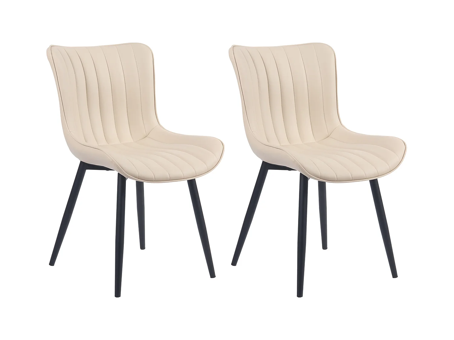 Lot de 2  chaise salle à manger - Similicuir - Crème - Largo