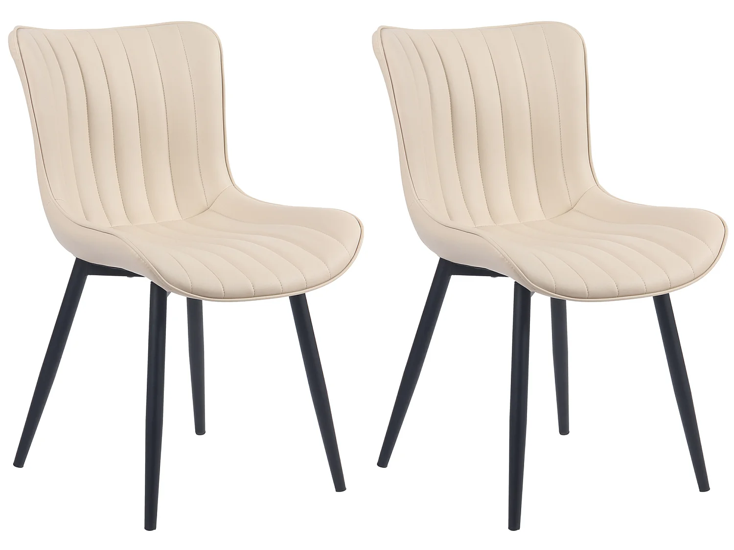 Lot de 2  chaise salle à manger - Similicuir - Crème - Largo