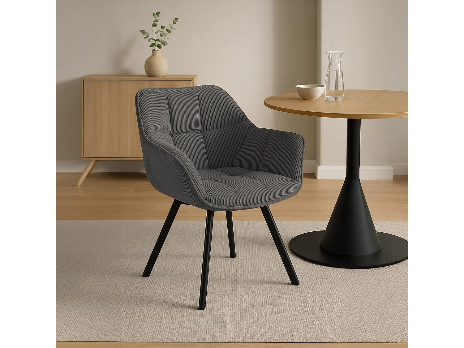 chaises avec accoudoirs - Cordon - Gris foncé - Jordi