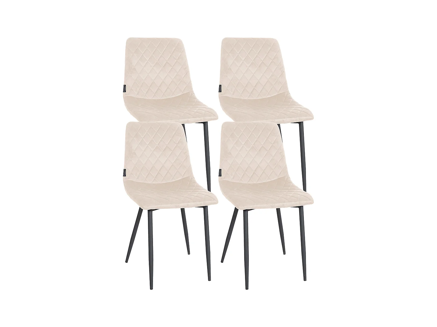 Lot de 4  chaise salle à manger - Velours - Crème - Telde