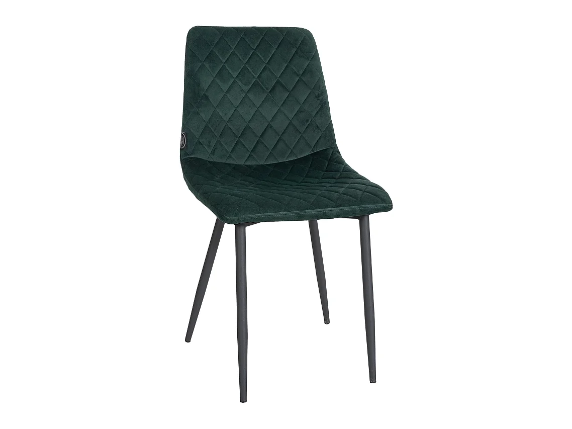 chaise salle à manger - Velours & Métal noir mat - Vert foncé - Telde