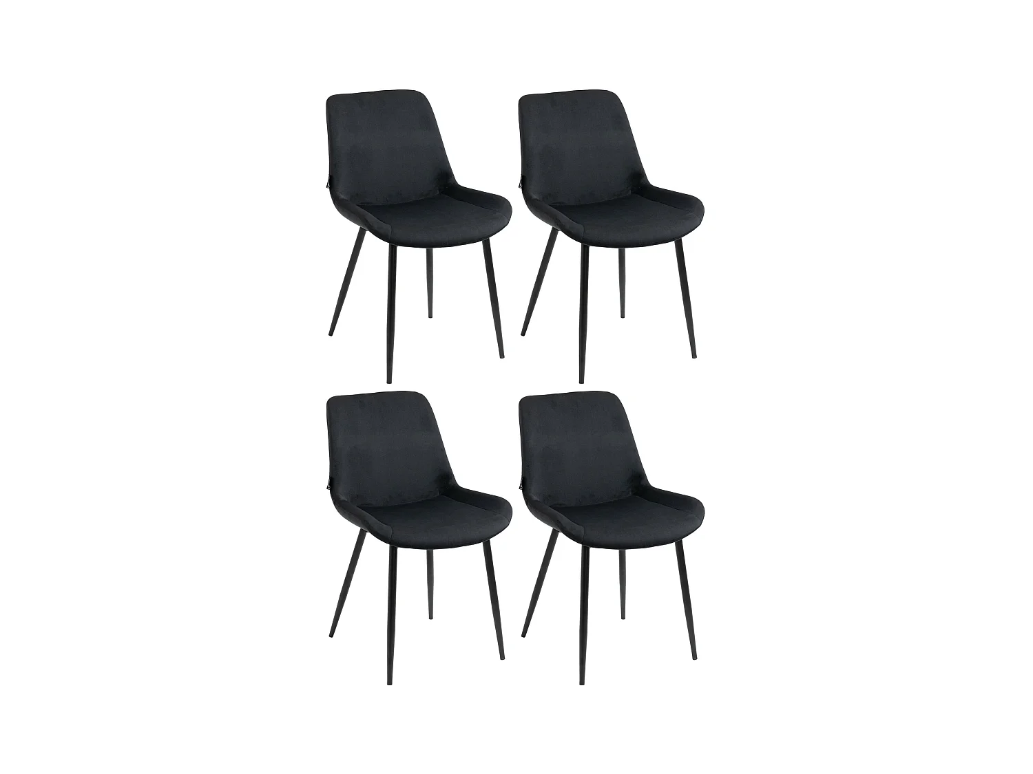 Lot de 4  chaise salle à manger - Velours - Noir - Victoria