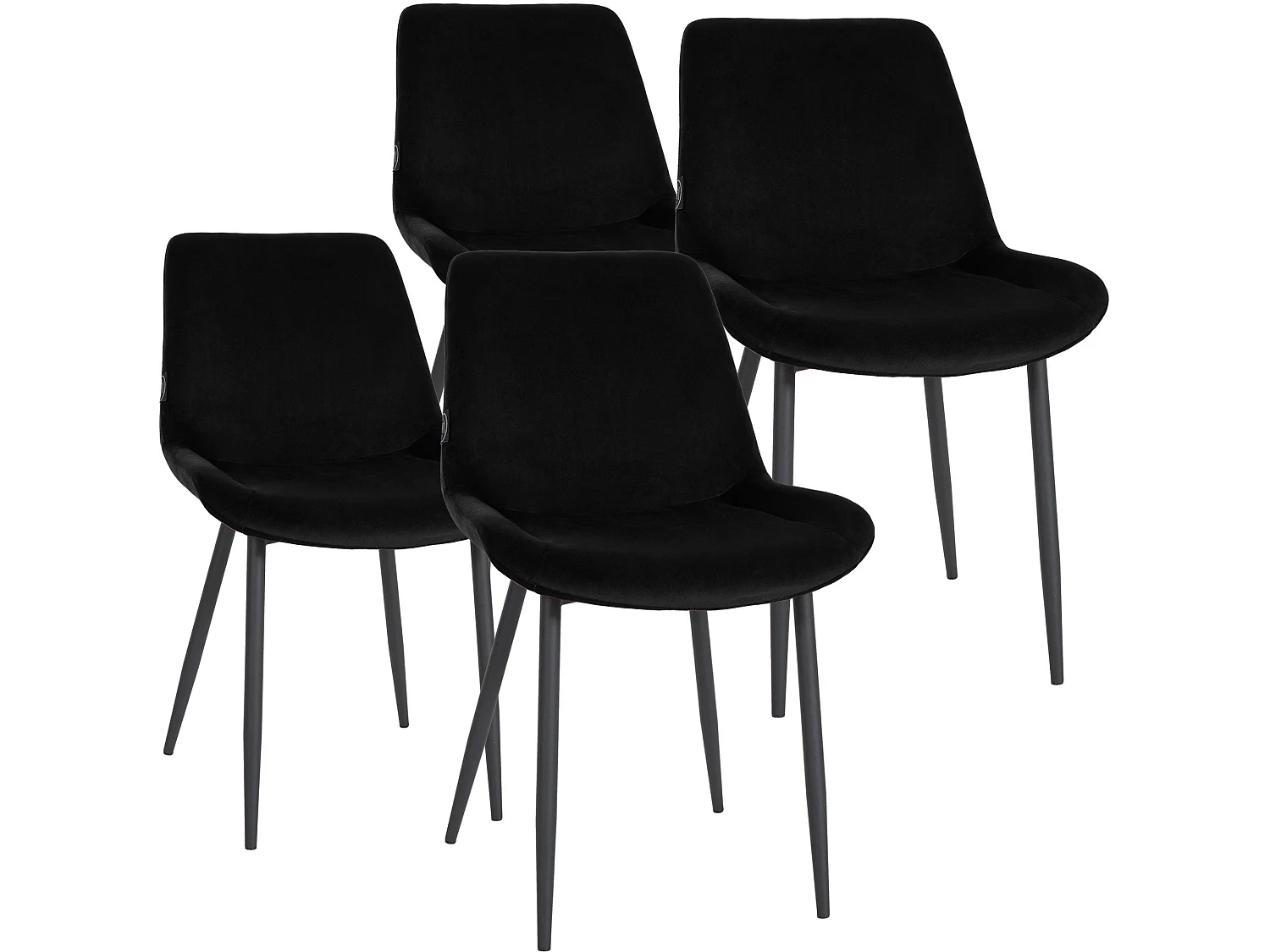 Lot de 4  chaise salle à manger - Velours & Blanc - Noir - Victoria