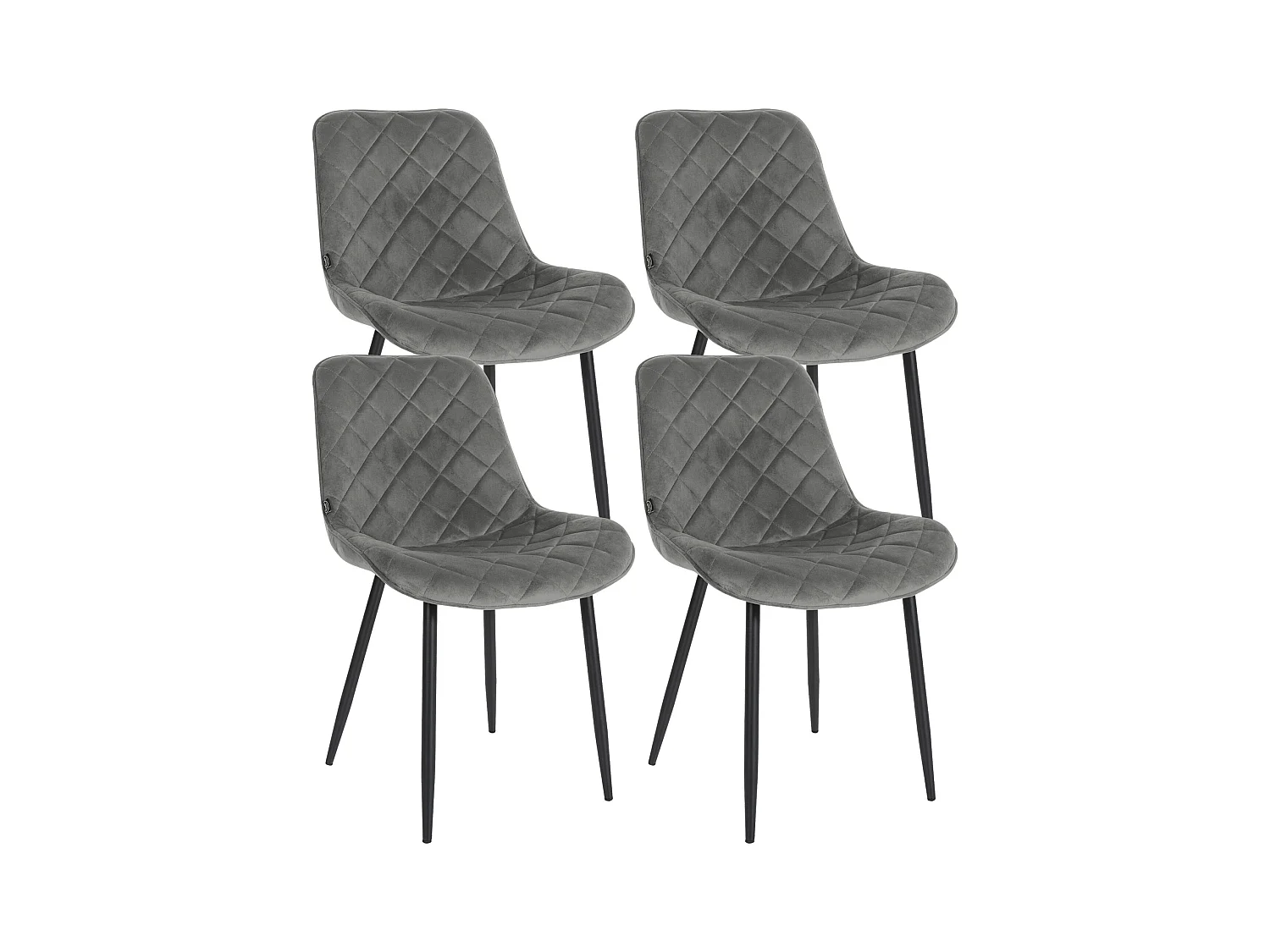 Lot de 4  chaise salle à manger - Velours & Blanc - Gris - Springs