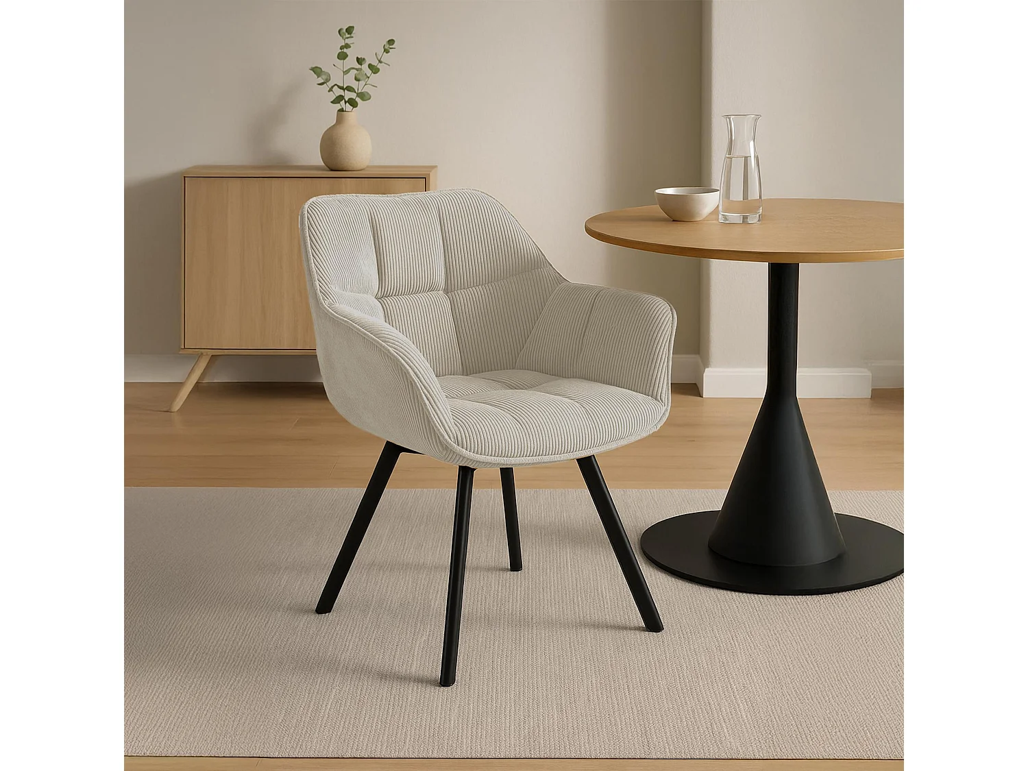 chaises avec accoudoirs - Cordon - Crème - Jordi