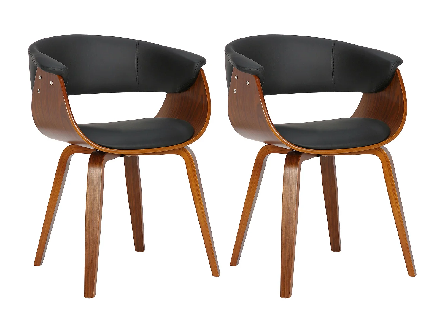 Lot de 2  chaise salle à manger - Bois - Noir - Bruce