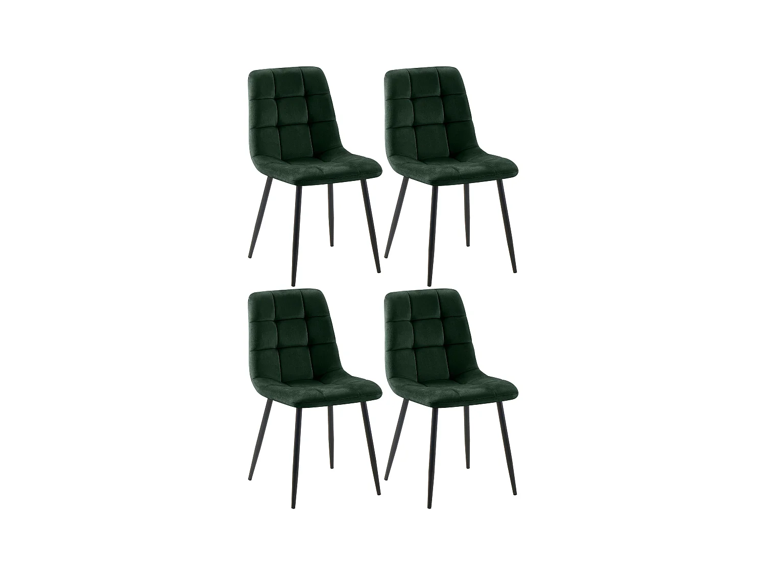 Lot de 4  chaise salle à manger - Velours - Vert - Tilde
