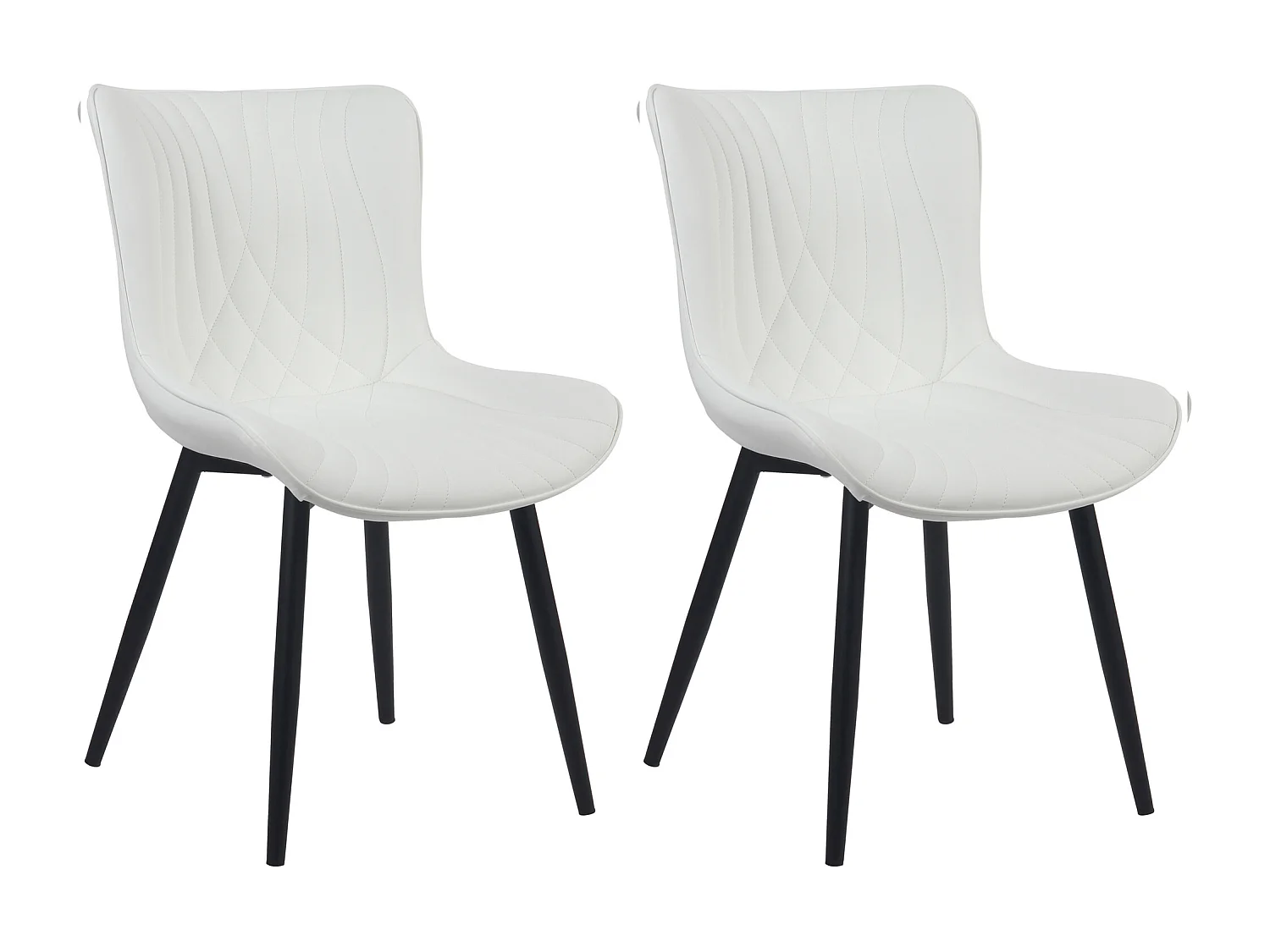 Lot de 2  chaise salle à manger - Similicuir - Blanc - Brady