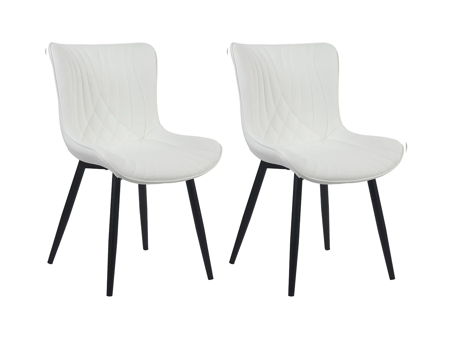 Lot de 2  chaise salle à manger - Similicuir - Blanc - Brady