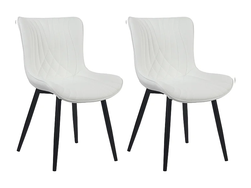Lot de 2  chaise salle à manger - Similicuir - Blanc - Brady
