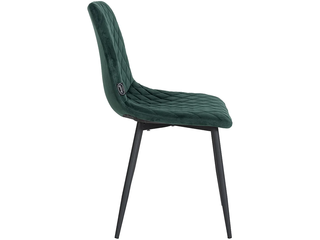 Lot de 4  chaise salle à manger - Velours & Métal noir mat - Vert foncé - Telde