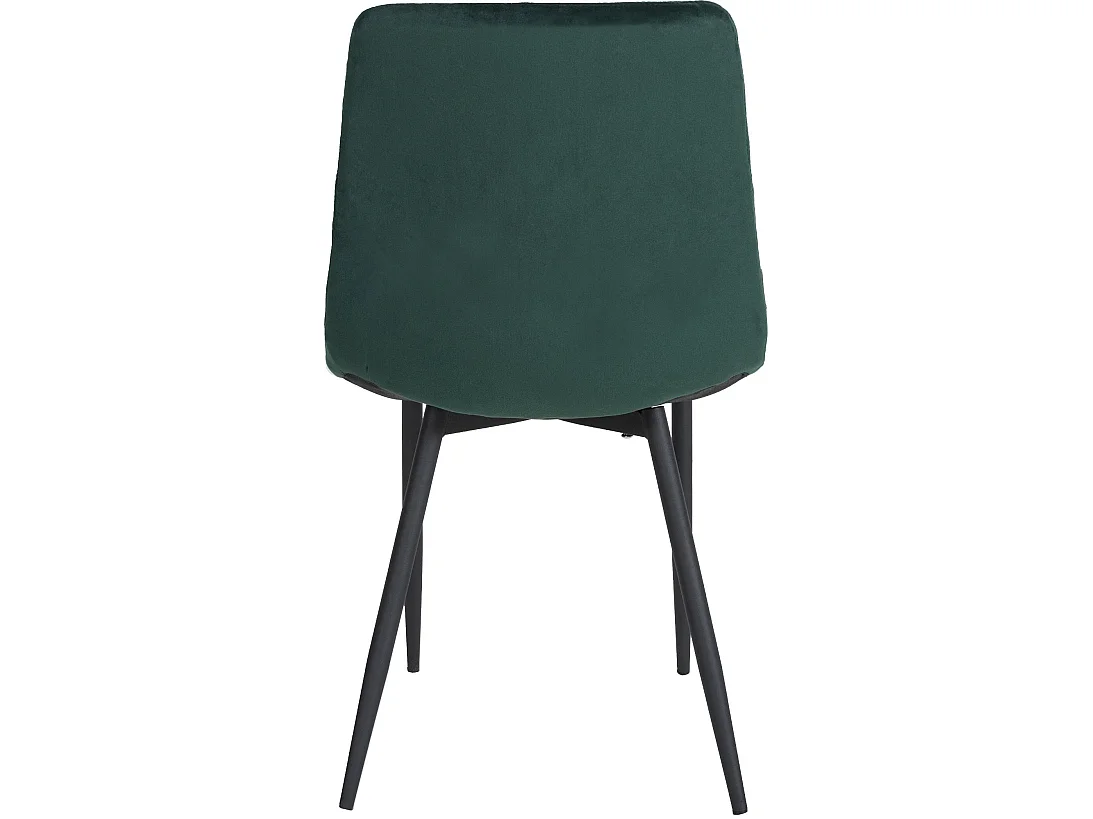 Lot de 4  chaise salle à manger - Velours & Métal noir mat - Vert foncé - Telde