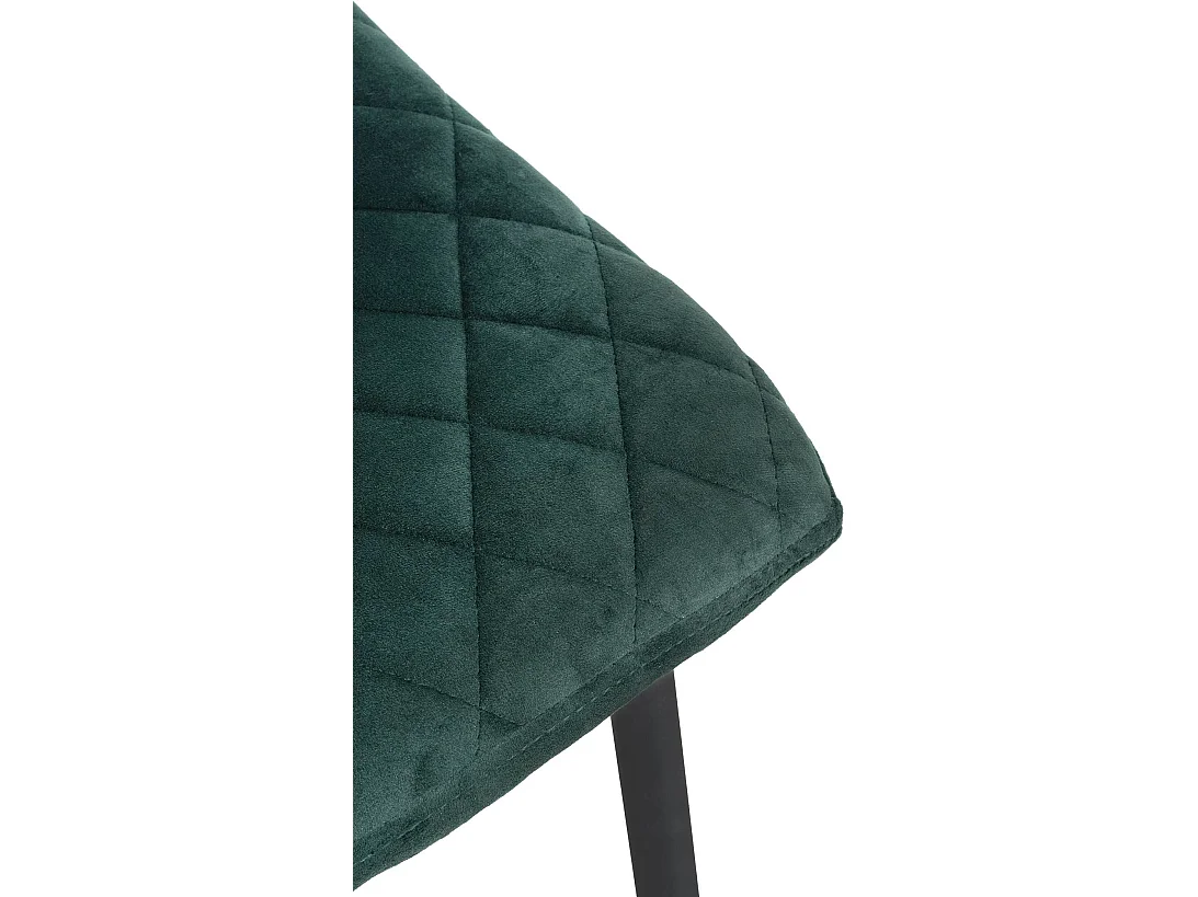 Lot de 4  chaise salle à manger - Velours & Métal noir mat - Vert foncé - Telde