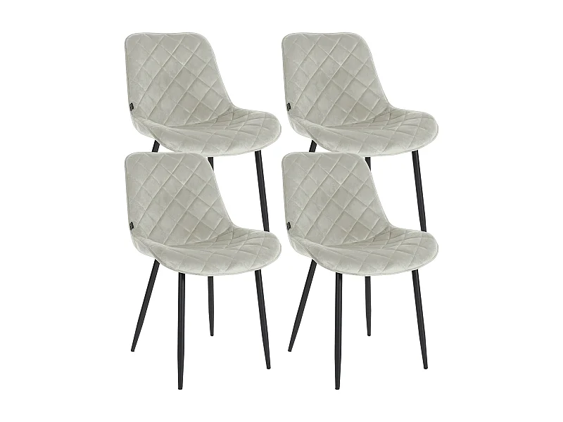 Lot de 4  chaise salle à manger - Velours & Blanc - Crème - Springs