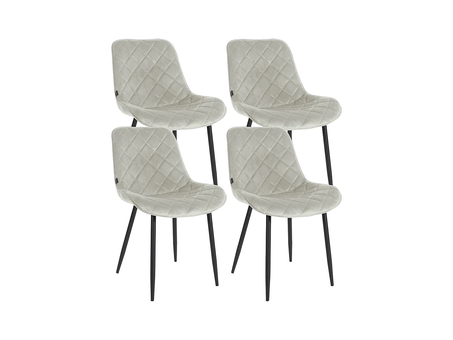 Lot de 4  chaise salle à manger - Velours & Blanc - Crème - Springs