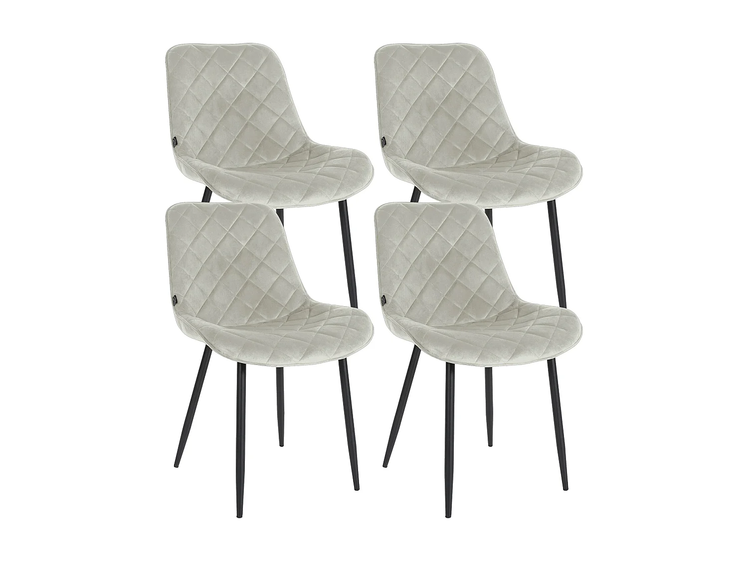Lot de 4  chaise salle à manger - Velours & Blanc - Crème - Springs