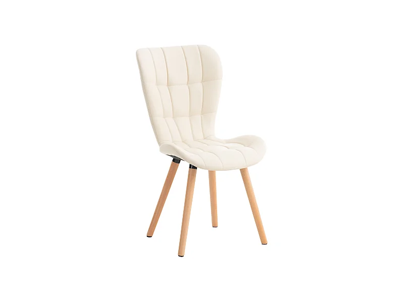 Esszimmerstuhl - Kunstleder & walnuss - creme - Elda