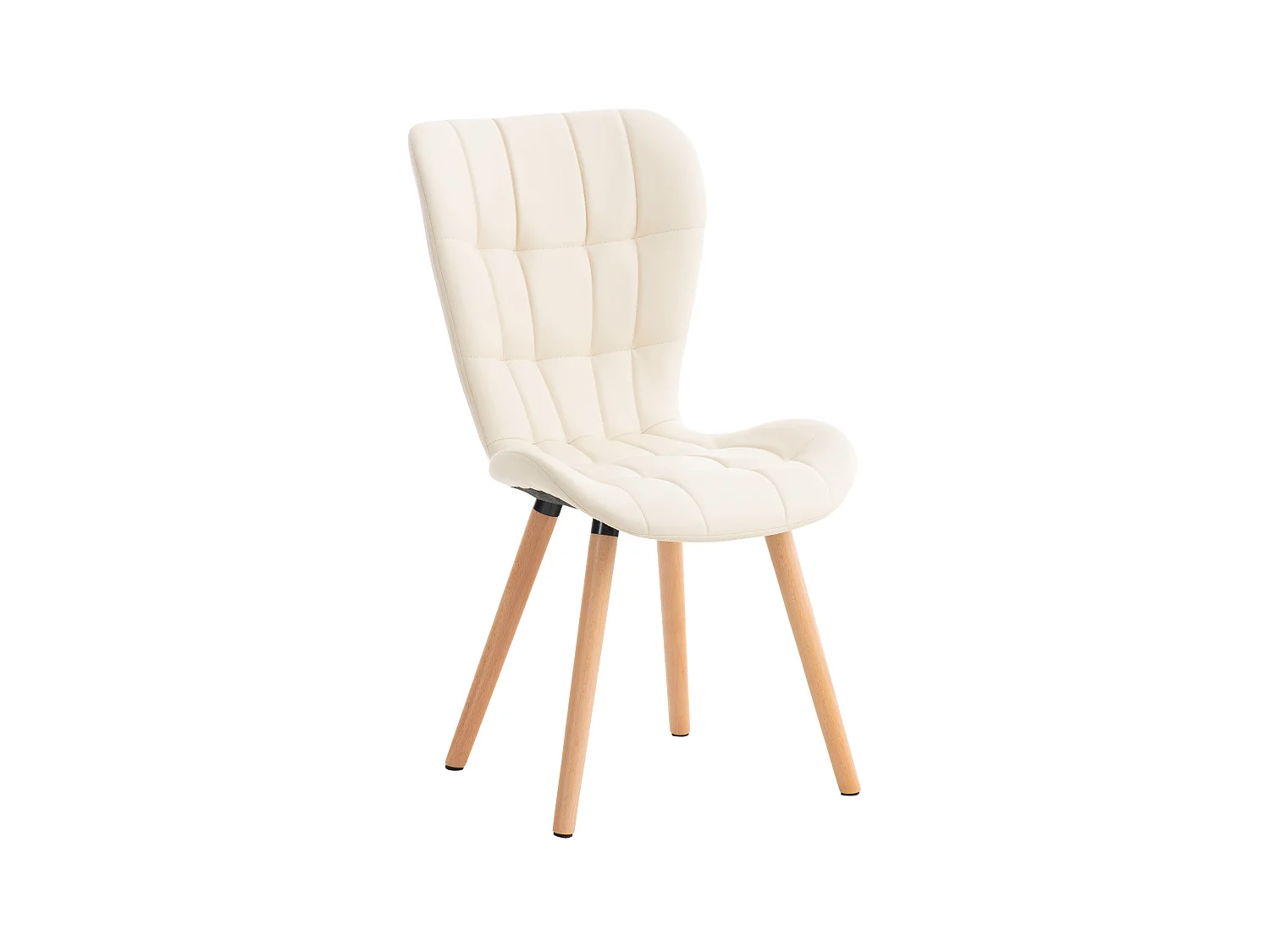 chaise salle à manger - Similicuir & Noyer - Crème - Elda