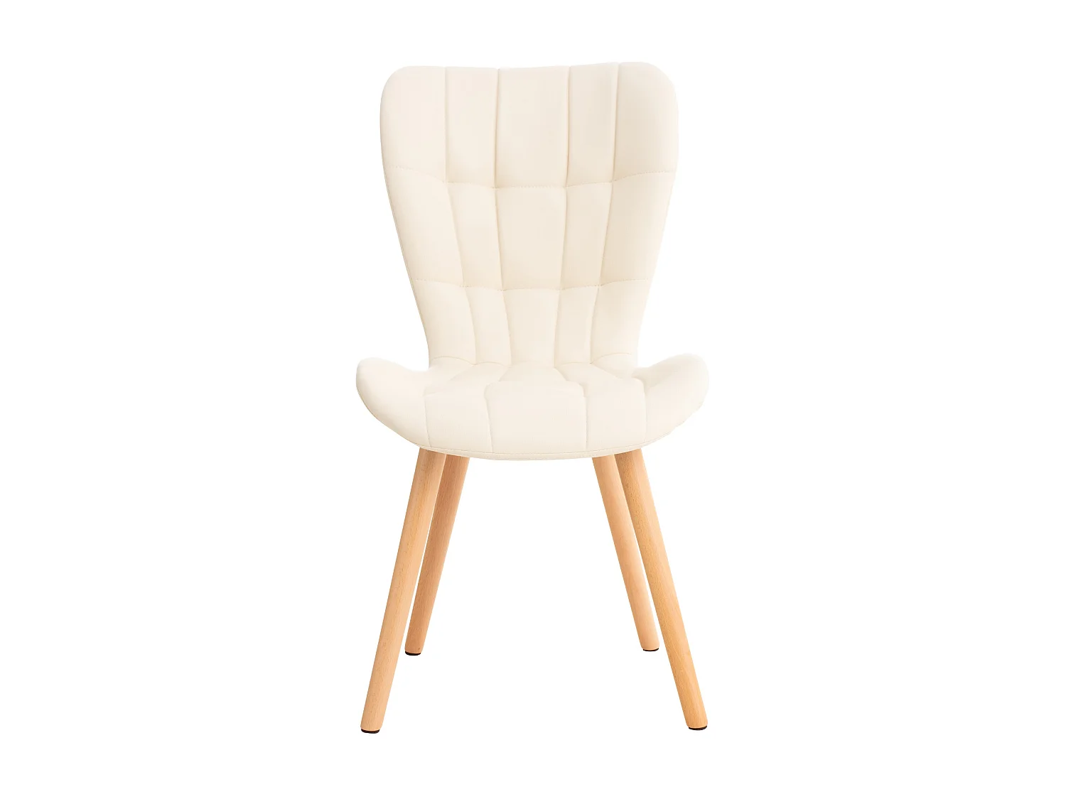 chaise salle à manger - Similicuir & Noyer - Crème - Elda