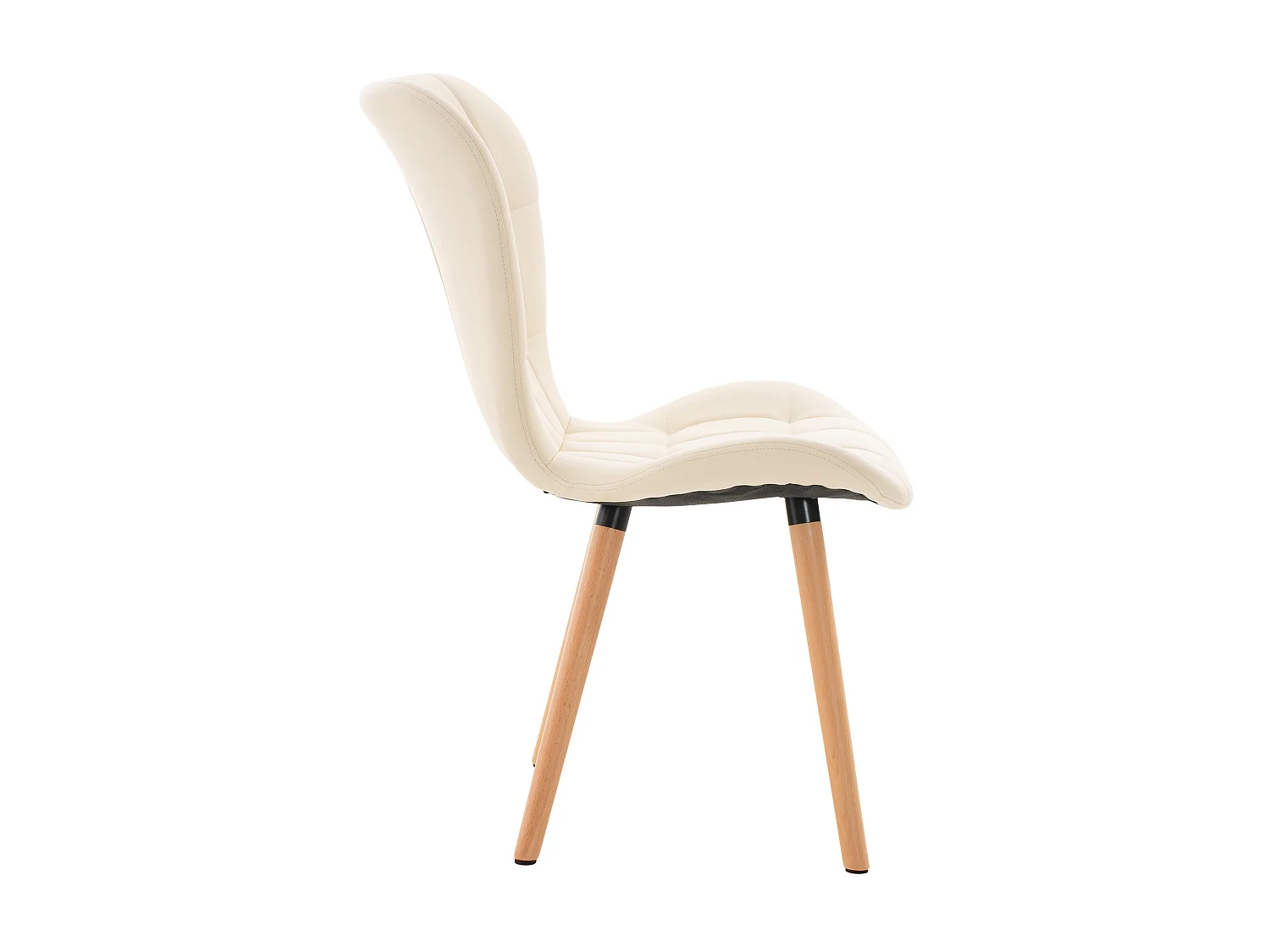 chaise salle à manger - Similicuir & Noyer - Crème - Elda