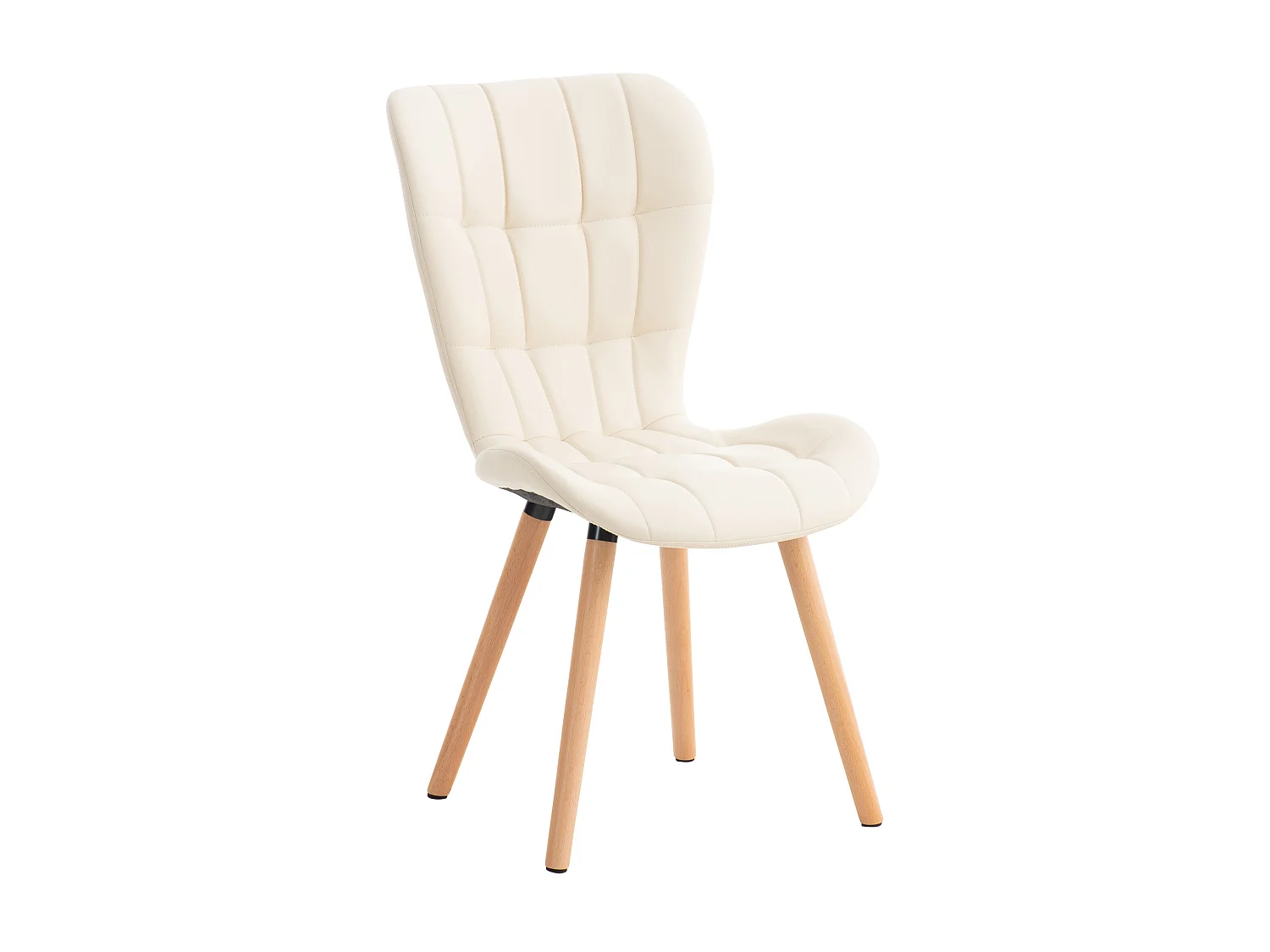 chaise salle à manger - Similicuir & Noyer - Crème - Elda