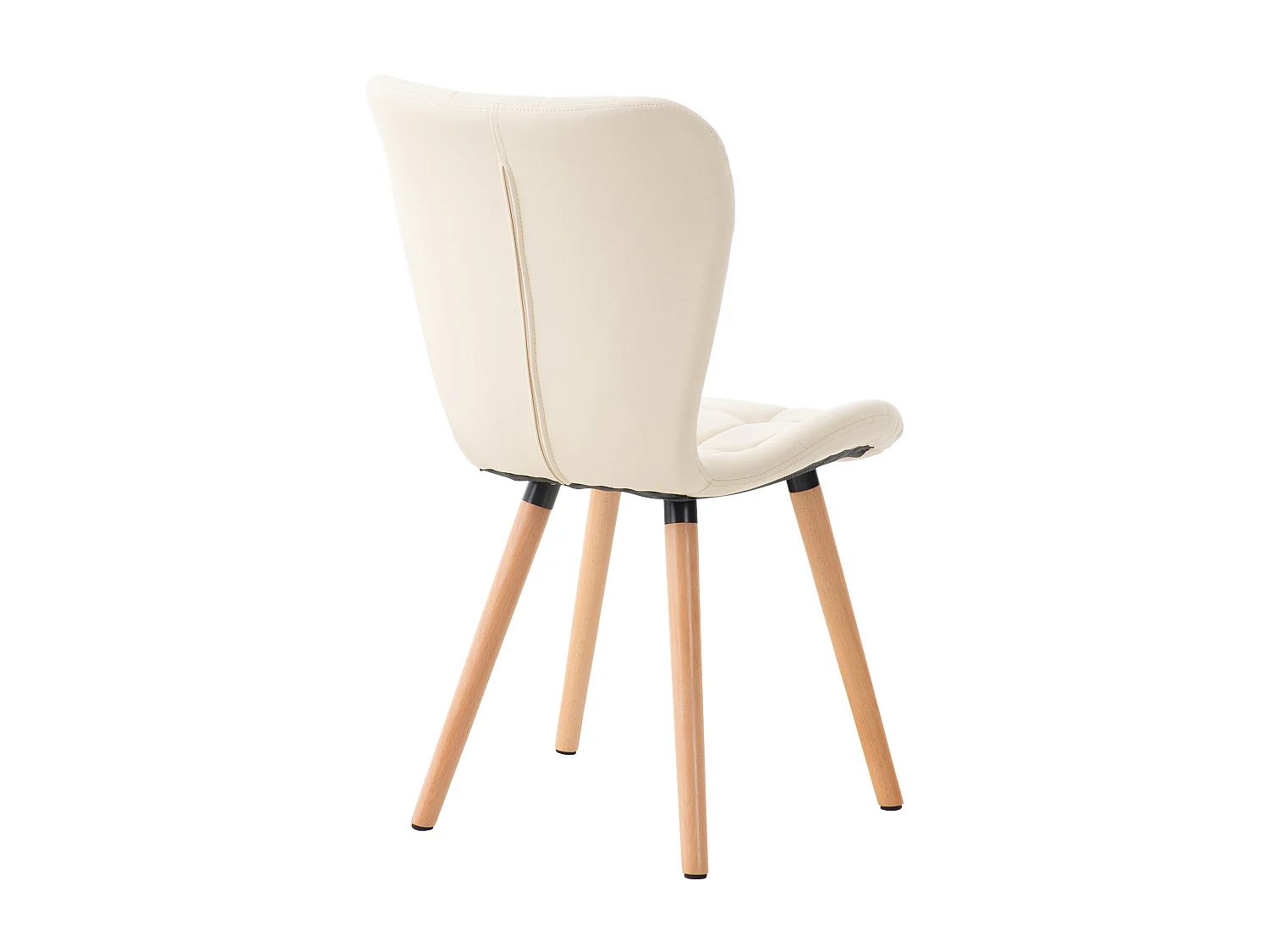 chaise salle à manger - Similicuir & Noyer - Crème - Elda