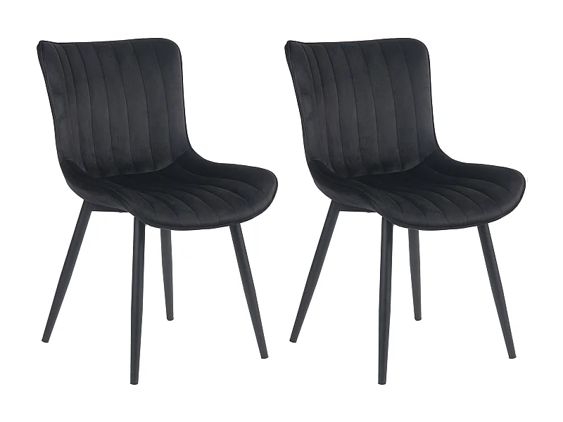 Lot de 2  chaise salle à manger - Velours - Noir - Largo