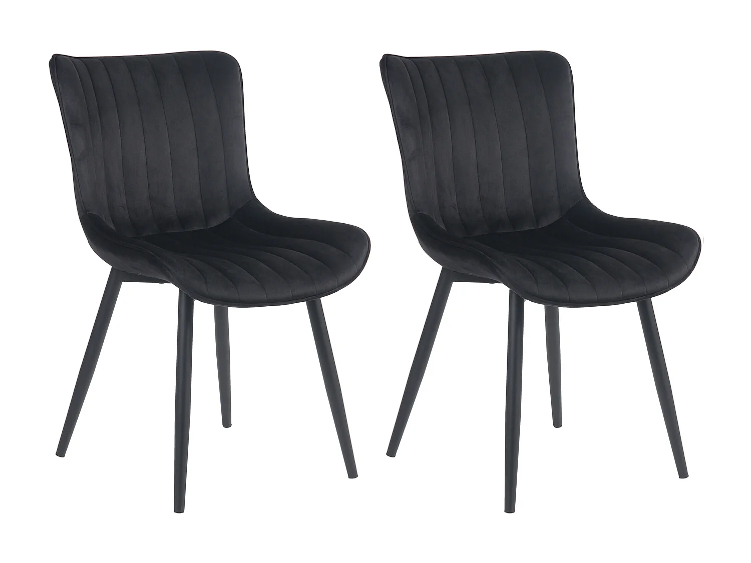 Lot de 2  chaise salle à manger - Velours - Noir - Largo