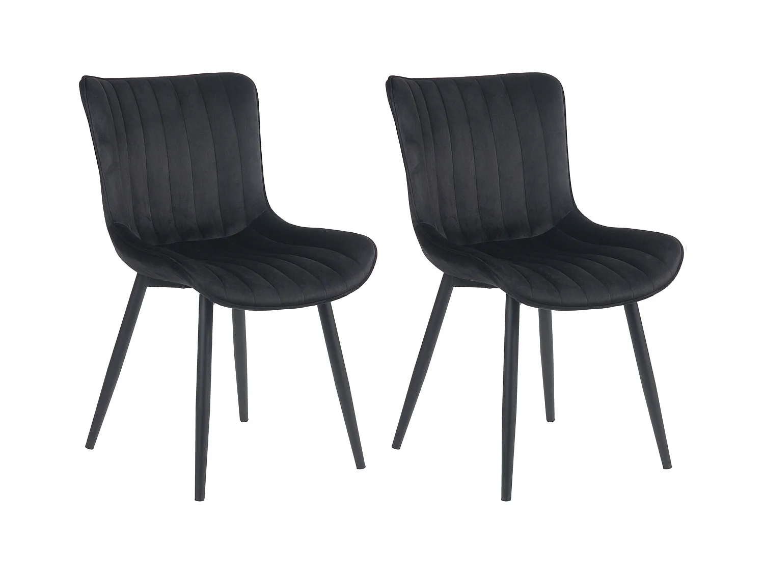 Lot de 2  chaise salle à manger - Velours - Noir - Largo