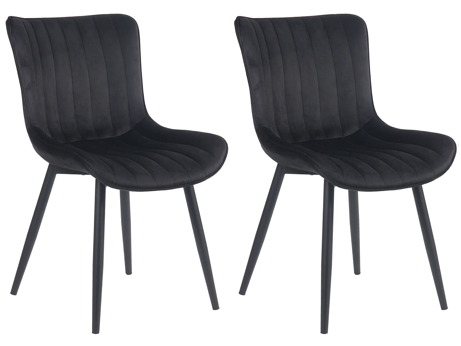 Lot de 2  chaise salle à manger - Velours - Noir - Largo