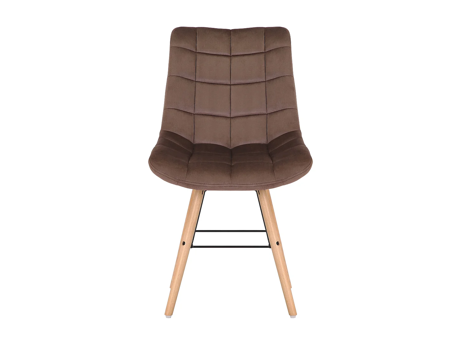 Lot de 2  chaise salle à manger - Velours & Bois - Marron - Leni