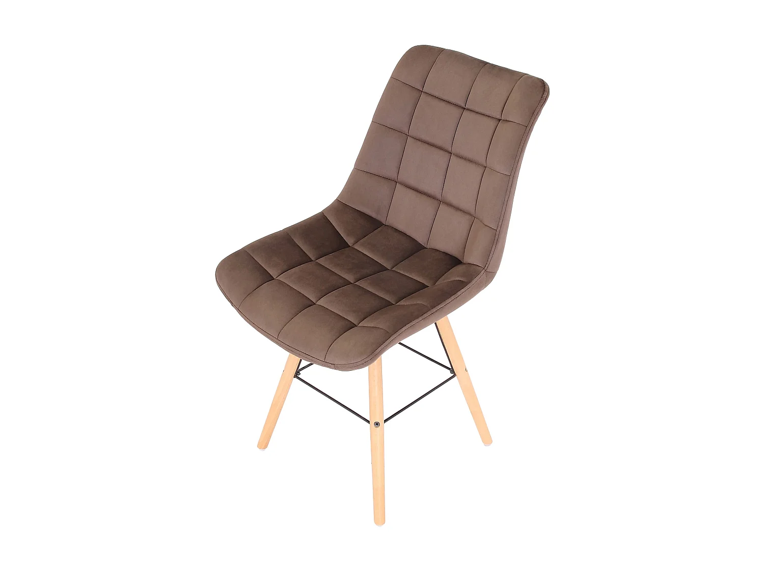 Lot de 2  chaise salle à manger - Velours & Bois - Marron - Leni