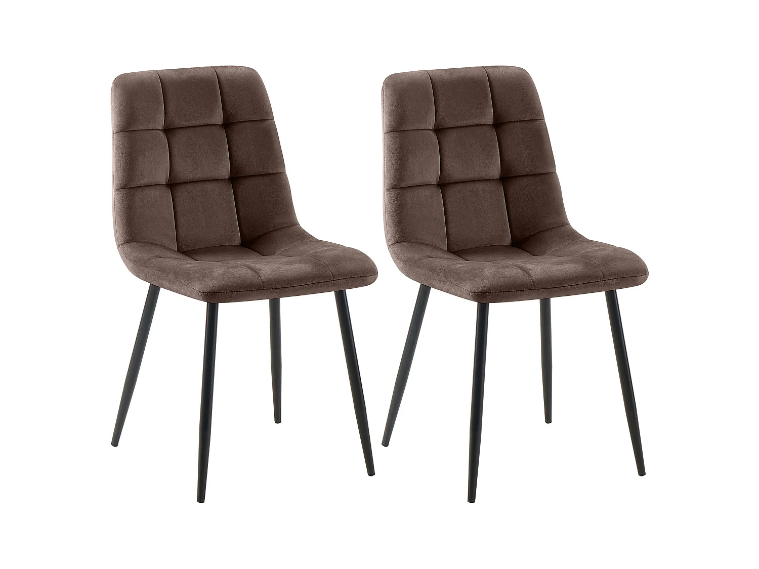 Lot de 2  chaise salle à manger - Velours - Marron - Tilde