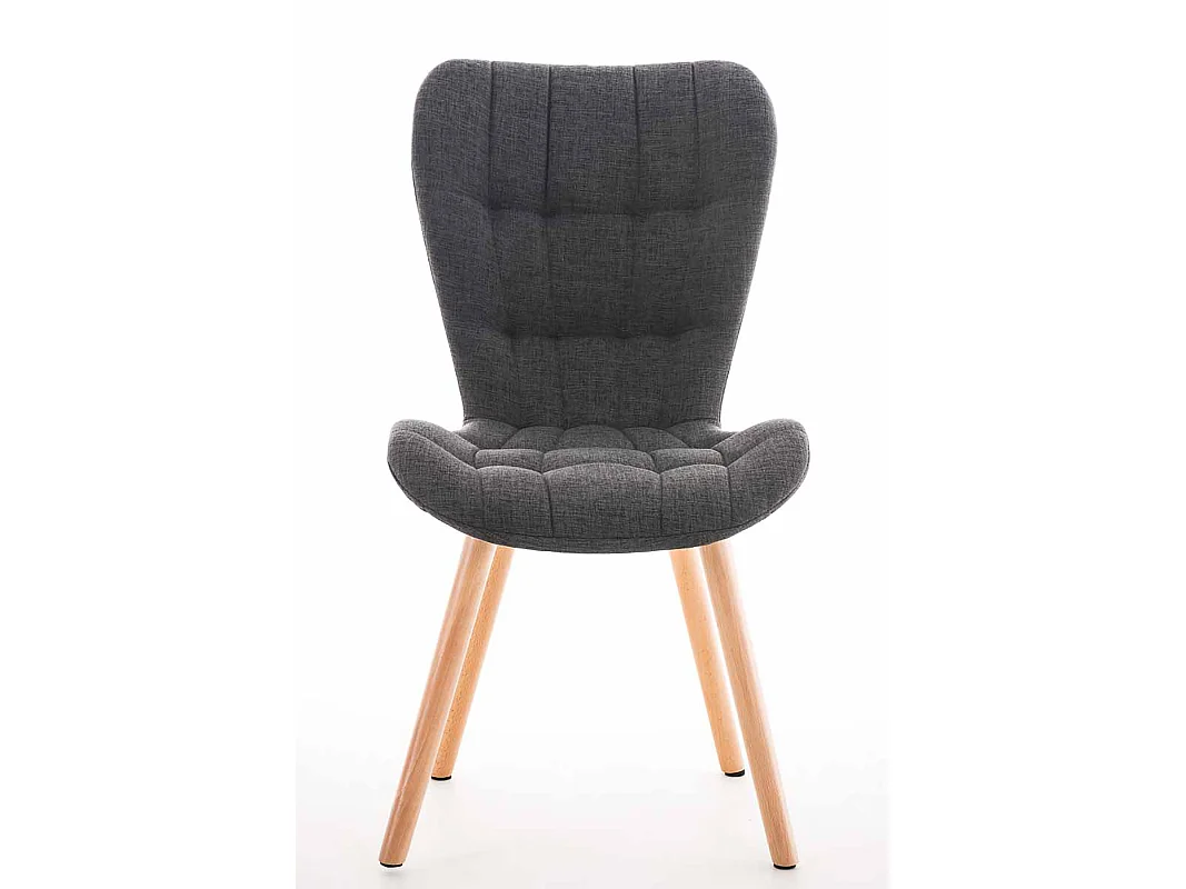 Lot de 4  chaise salle à manger - Tissu & Bois - Gris foncé - Elda