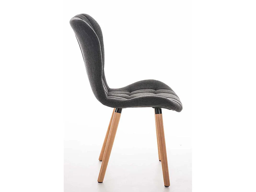 Lot de 4  chaise salle à manger - Tissu & Bois - Gris foncé - Elda