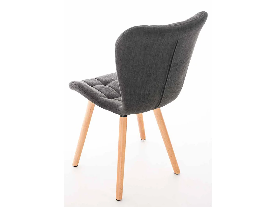 Lot de 4  chaise salle à manger - Tissu & Bois - Gris foncé - Elda