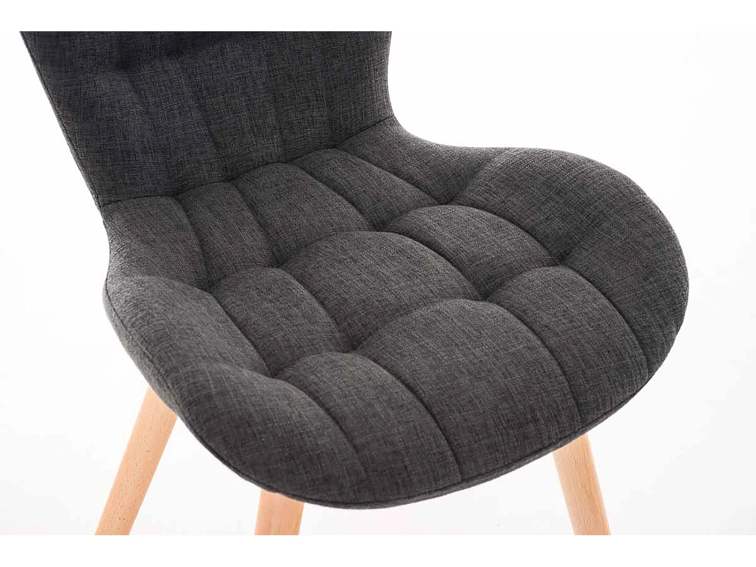 Lot de 4  chaise salle à manger - Tissu & Bois - Gris foncé - Elda