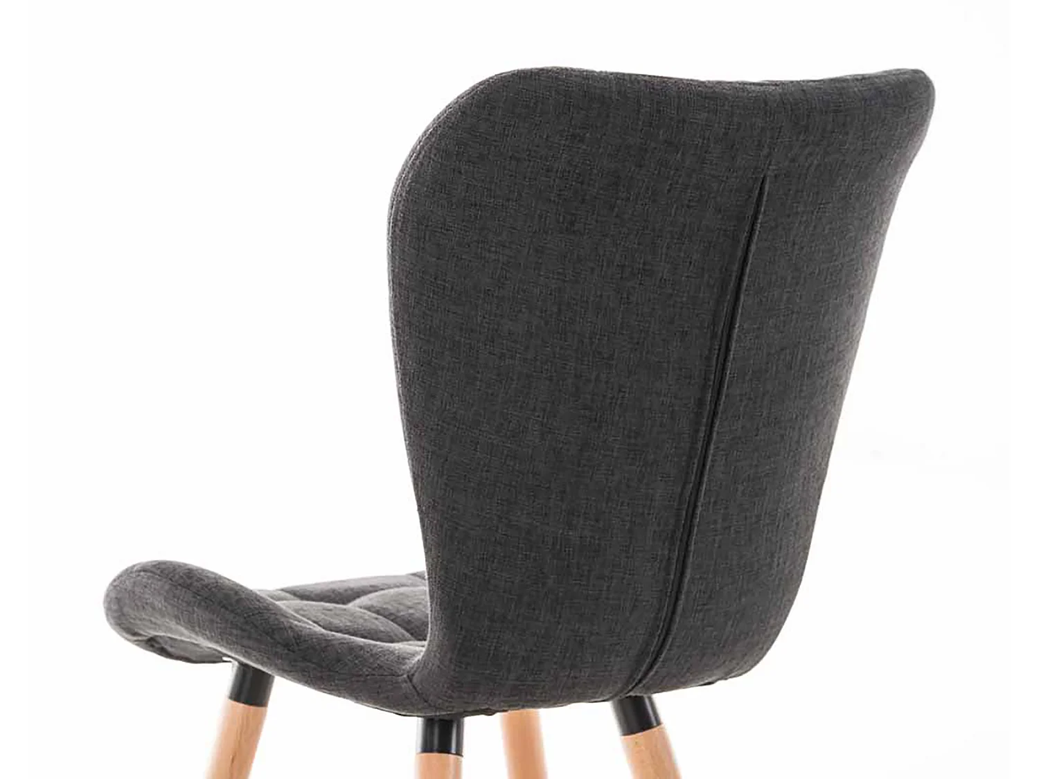 Lot de 4  chaise salle à manger - Tissu & Bois - Gris foncé - Elda