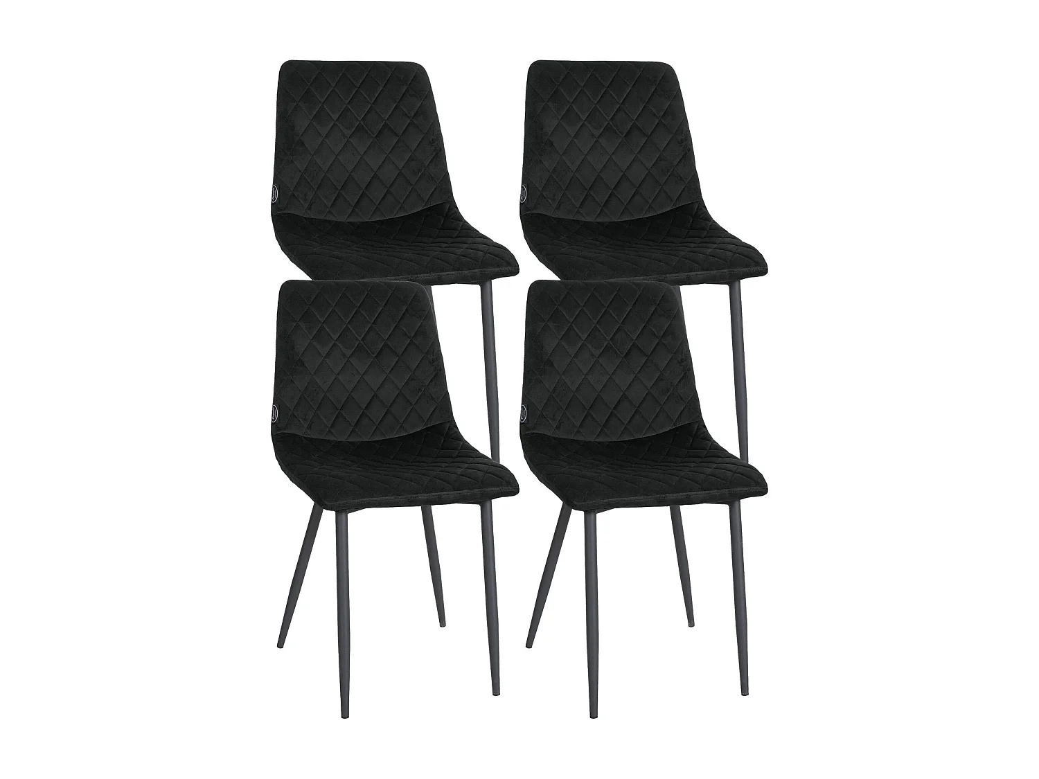 Lot de 4  chaise salle à manger - Velours - Noir - Telde