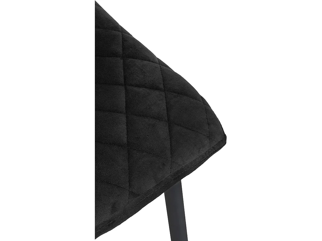 Lot de 4  chaise salle à manger - Velours - Noir - Telde