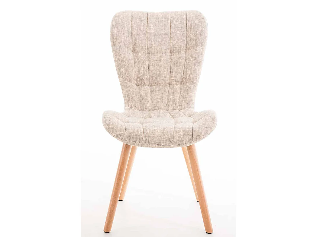 Lot de 4  chaise salle à manger - Tissu - Crème - Elda