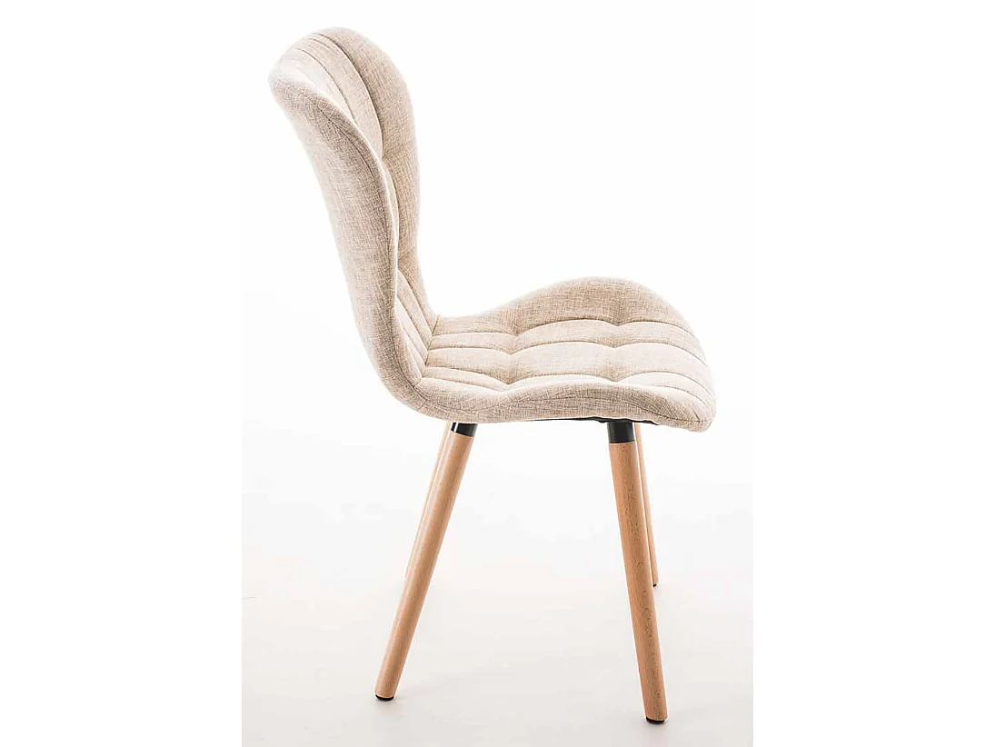 Lot de 4  chaise salle à manger - Tissu - Crème - Elda